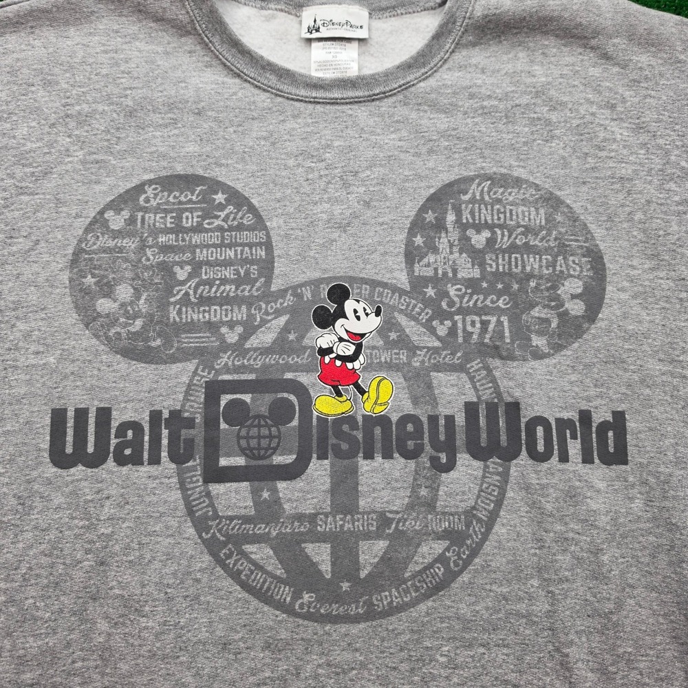 Walt Disney World Mickey Mouse Collage Crewneck Sweatshirt Unisex XL Gray - Picture 2 of 7